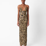 Hun Dress Beige Leopard Print