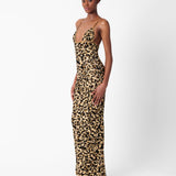 Hun Dress Beige Leopard Print