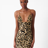 Hun Dress Beige Leopard Print