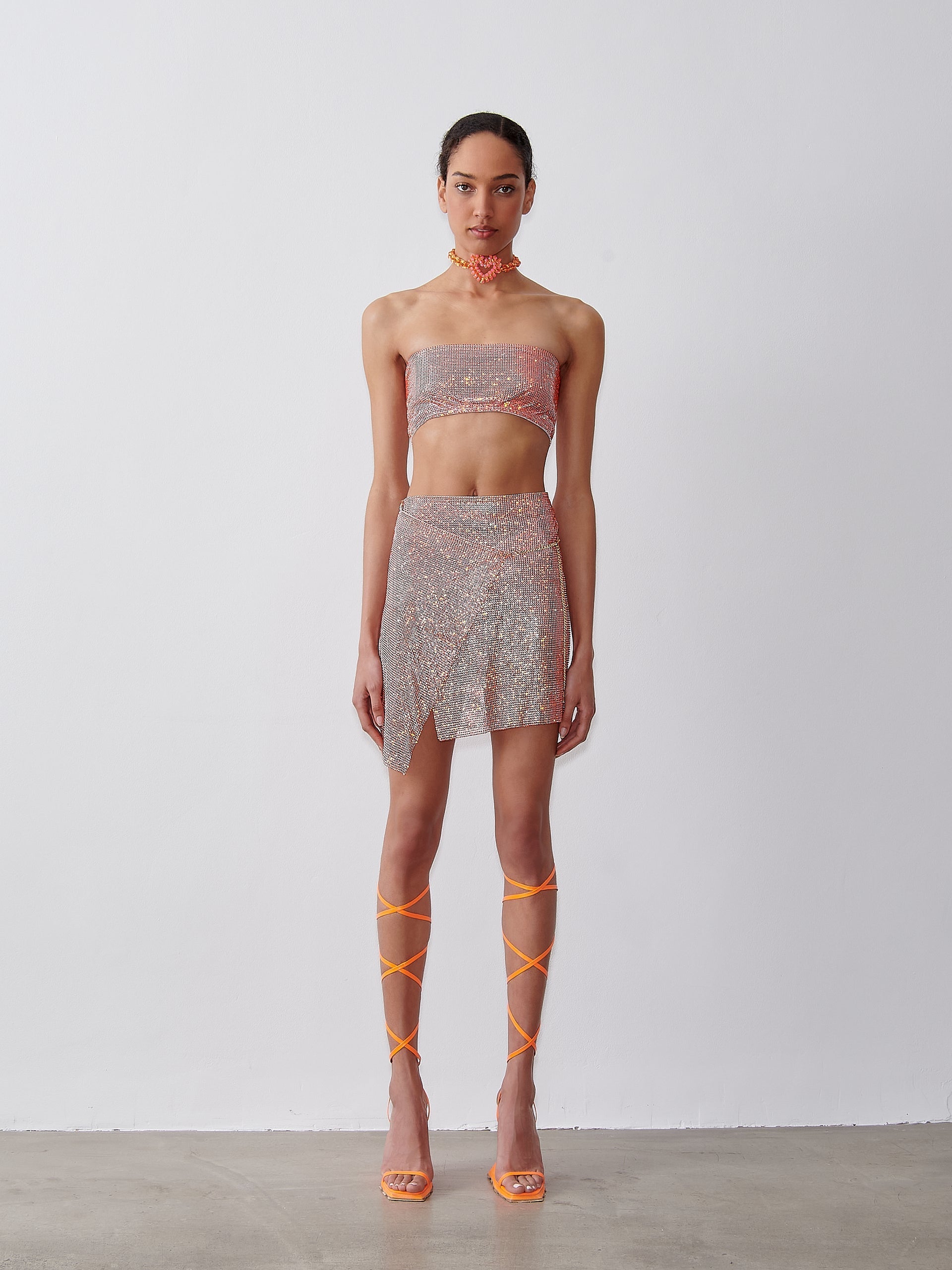 Rhinestoned Winona Skirt Aperol Spritz