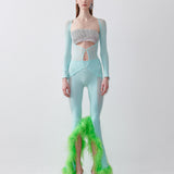 Feathered Tulia Trousers Soft Turquoise