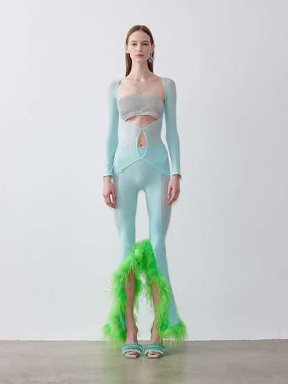 Feathered Tulia Trousers Soft Turquoise
