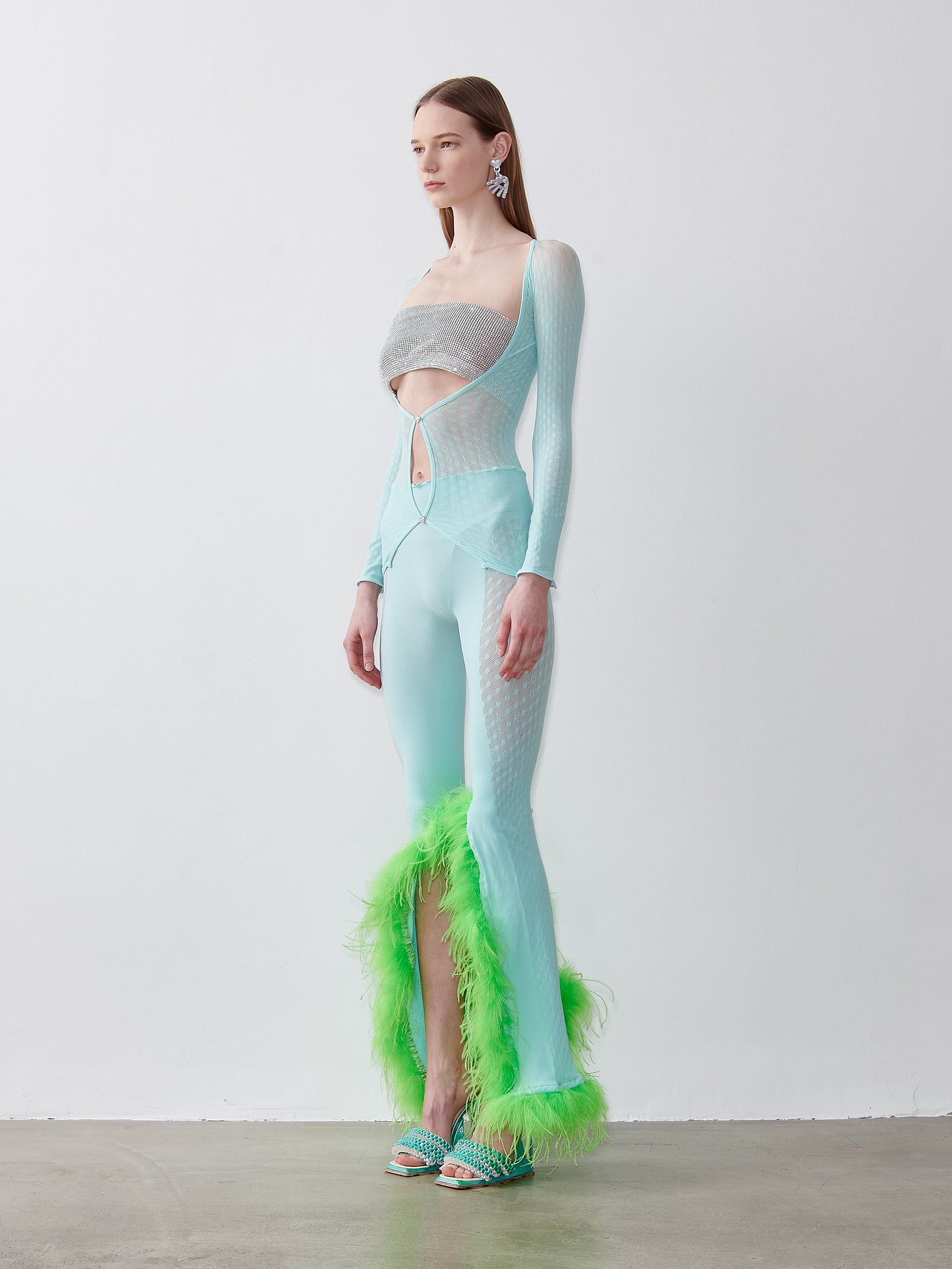 Feathered Tulia Trousers Soft Turquoise