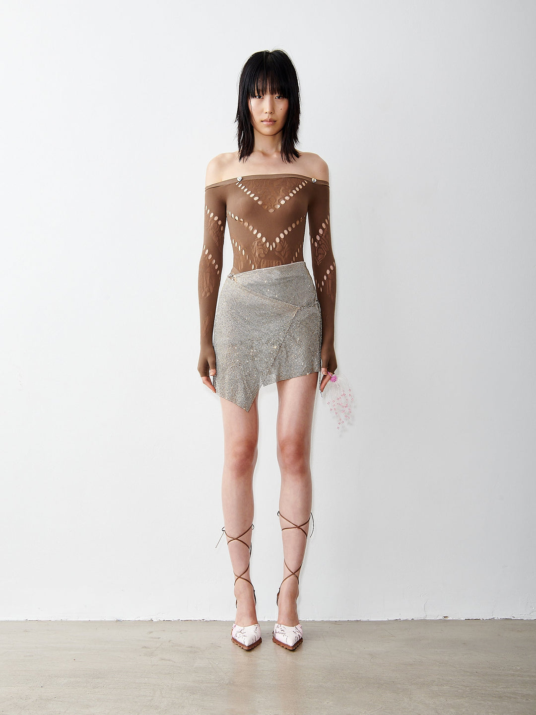 Rhinestoned Winona Skirt in Crystallised Cerulean