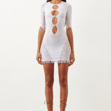 Rhinestoned Miranda Dress Optic White