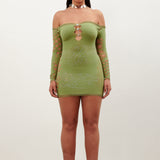 Coco Dress Long Sleeve in Sativa Green