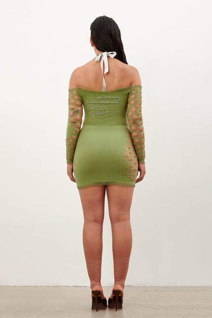 Coco Dress Long Sleeve in Sativa Green