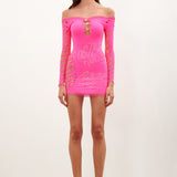 Coco Dress Long Sleeve in Shocking Pink