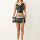 Winnie Mini Skirt Metallic Black