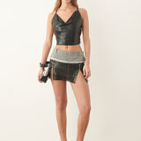 Winnie Mini Skirt Metallic Black