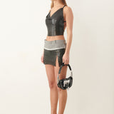 Winnie Mini Skirt Metallic Black