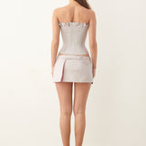 Court Corset Top Grey/Pink Pinstripe