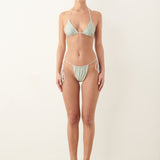 Woods Bikini Bottoms Green/White Pinstripe