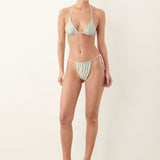 Woods Bikini Bottoms Green/White Pinstripe