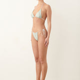Woods Bikini Bottoms Green/White Pinstripe