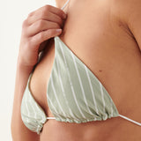 Elle Bikini Top Green & White Pinstripe