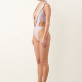 Portia Swimsuit Grey/Pink Pinstripe