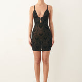 Scarlett Dress Flocked Mesh Black