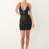 Scarlett Dress Flocked Mesh Black