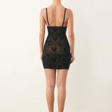 Scarlett Dress Flocked Mesh Black