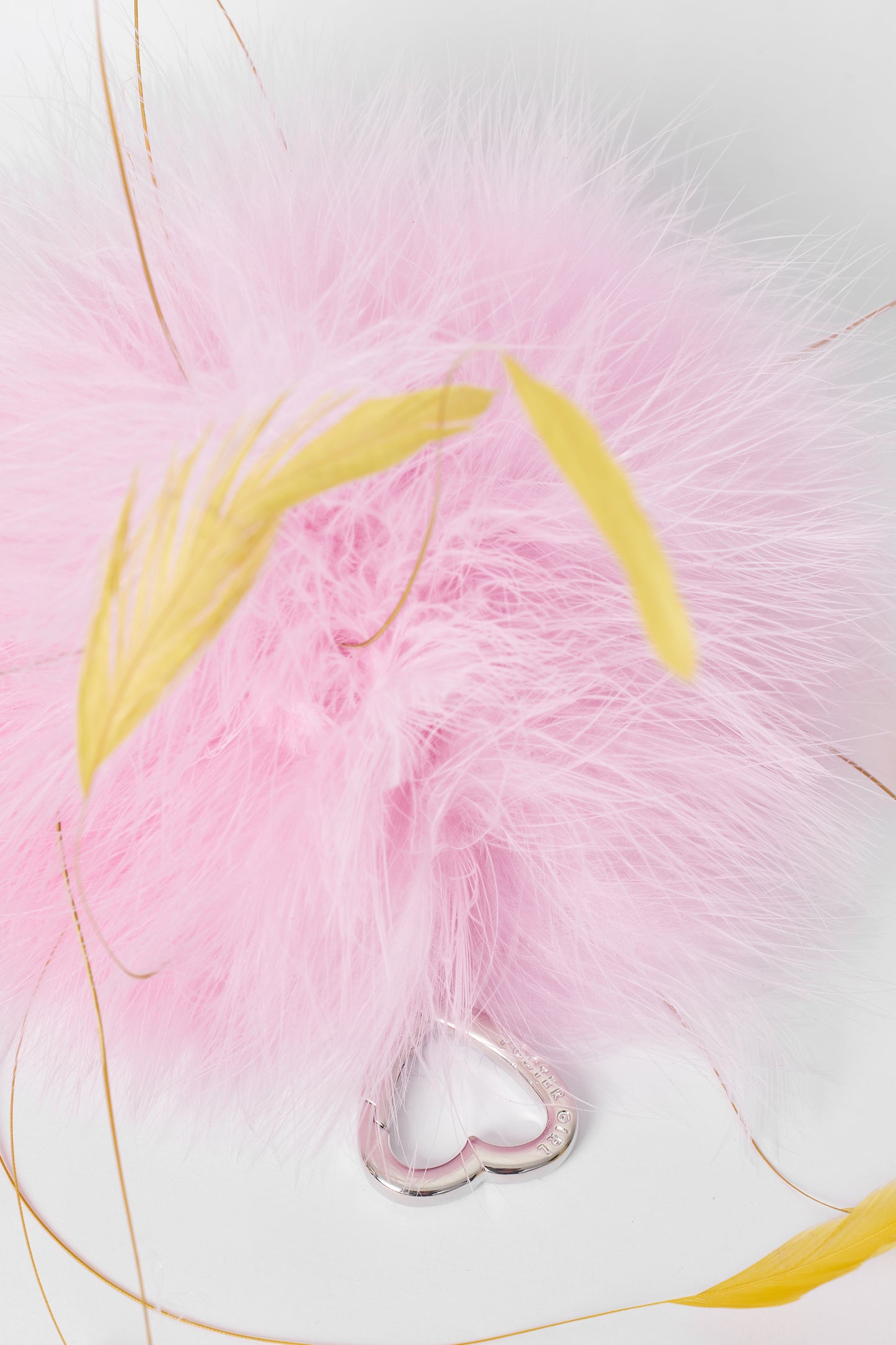 Feather Pom Pom Keyring Pink/Yellow