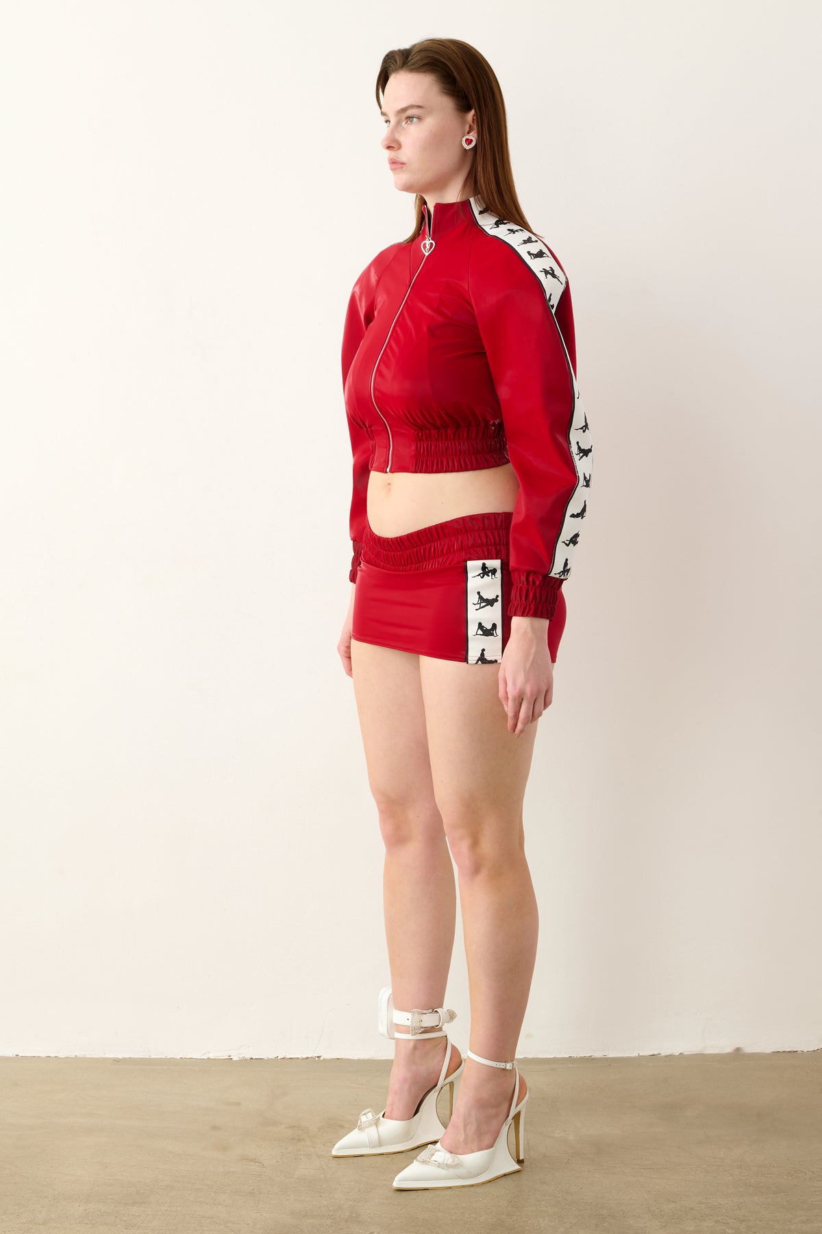 Midfield Micro Low Rise Mini Skirt Glossy Red | POSTER GIRL