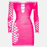 Coco Dress Long Sleeve in Shocking Pink