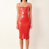 Whistle Latex Midi Dress Red