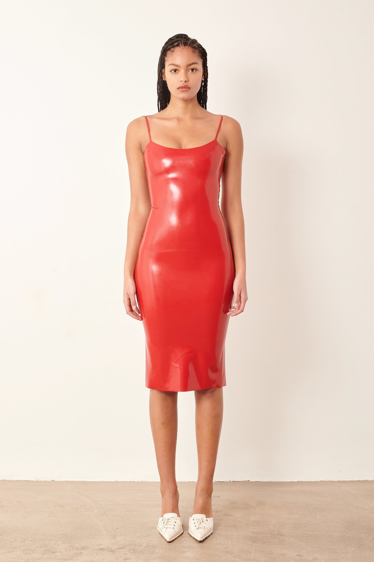 Whistle Latex Midi Dress Red