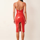 Whistle Latex Midi Dress Red