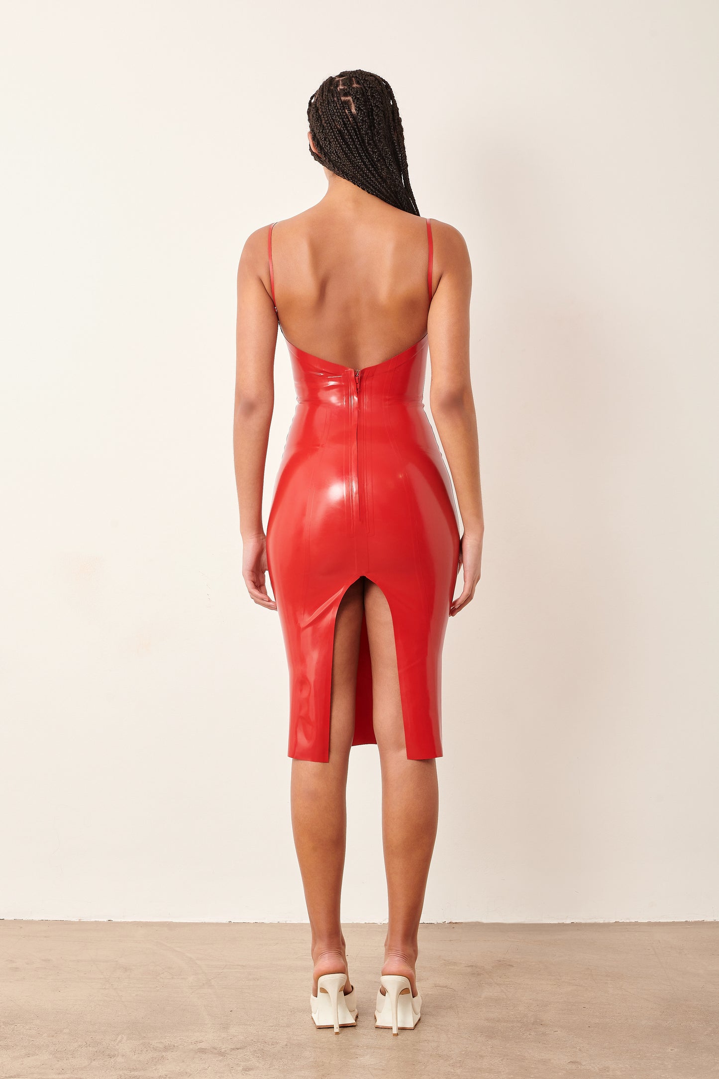 Whistle Latex Midi Dress Red