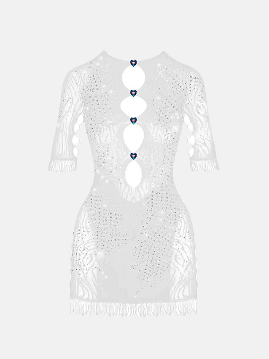 Rhinestoned Miranda Dress Optic White