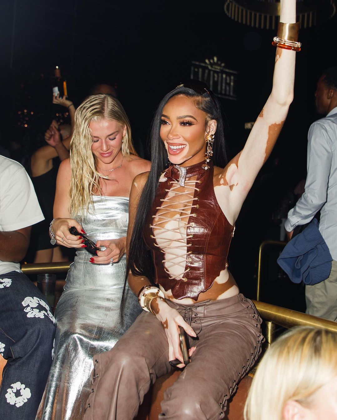 WINNIE HARLOW WEARS THE PHOEBE BROWN LEATHER TOP IN DUNDEE