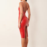 Whistle Latex Midi Dress Red