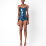 Agnes Latex Shorts Peacock Blue