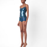 Agnes Latex Shorts Peacock Blue