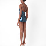 Agnes Latex Shorts Peacock Blue