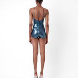 Agnes Latex Shorts Peacock Blue