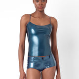 Agnes Latex Shorts Peacock Blue