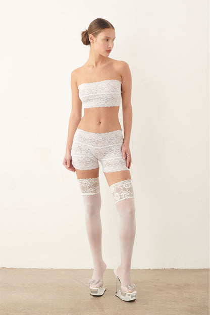 Ava Shorts Lace Virgin White