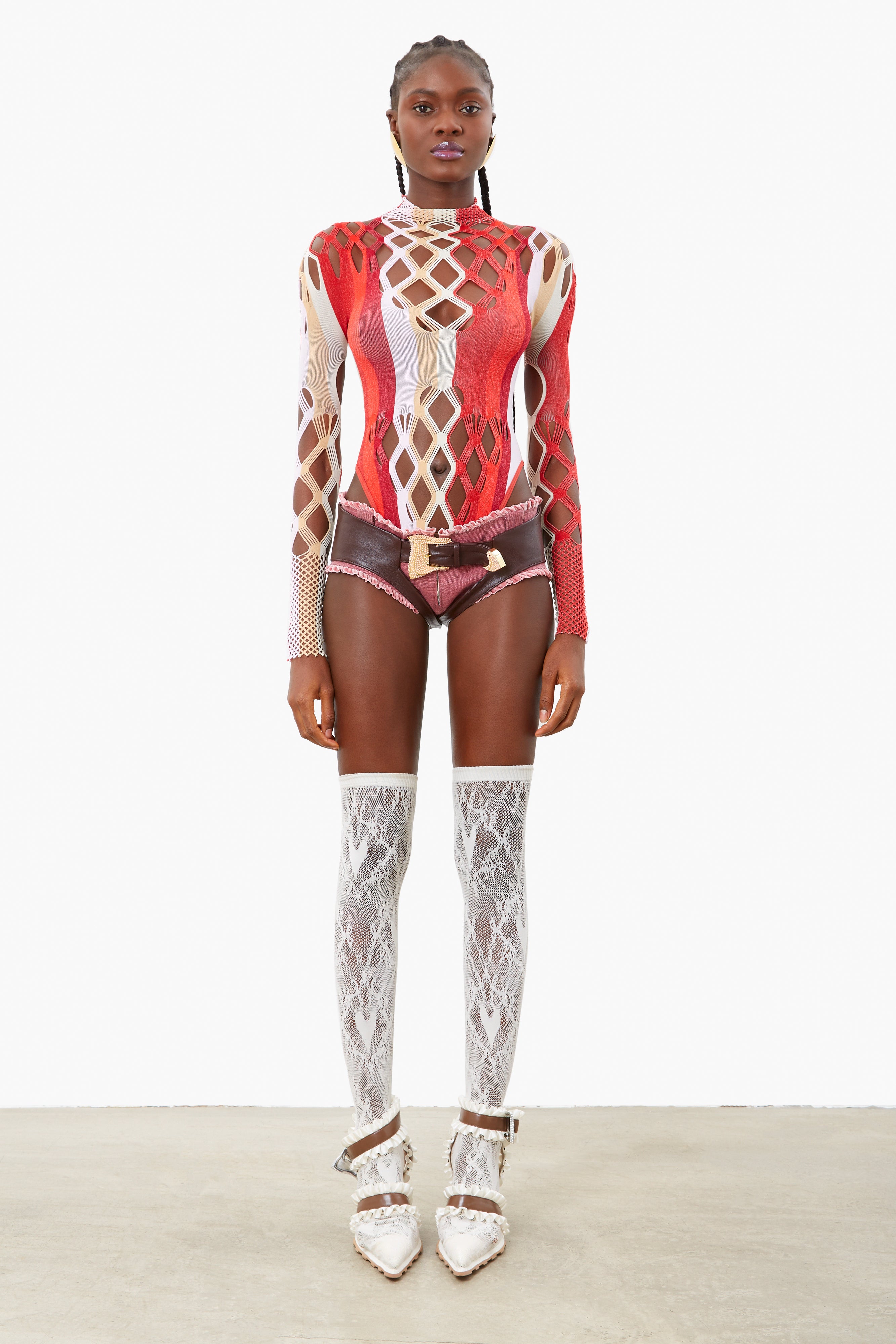 Red and white bodysuit online