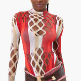 Amphitrite Bodysuit Burgundy Stripe