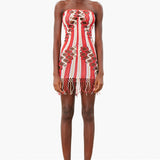 Haze Dress Burgundy Stripe