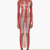 Koral Maxi Dress Burgundy Stripe