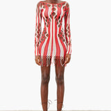Krill Dress Burgundy Stripe