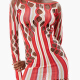 Krill Dress Burgundy Stripe