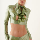 Bailey Blouse Latex Dollar Bill Green