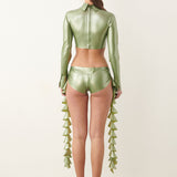 Bailey Blouse Latex Dollar Bill Green