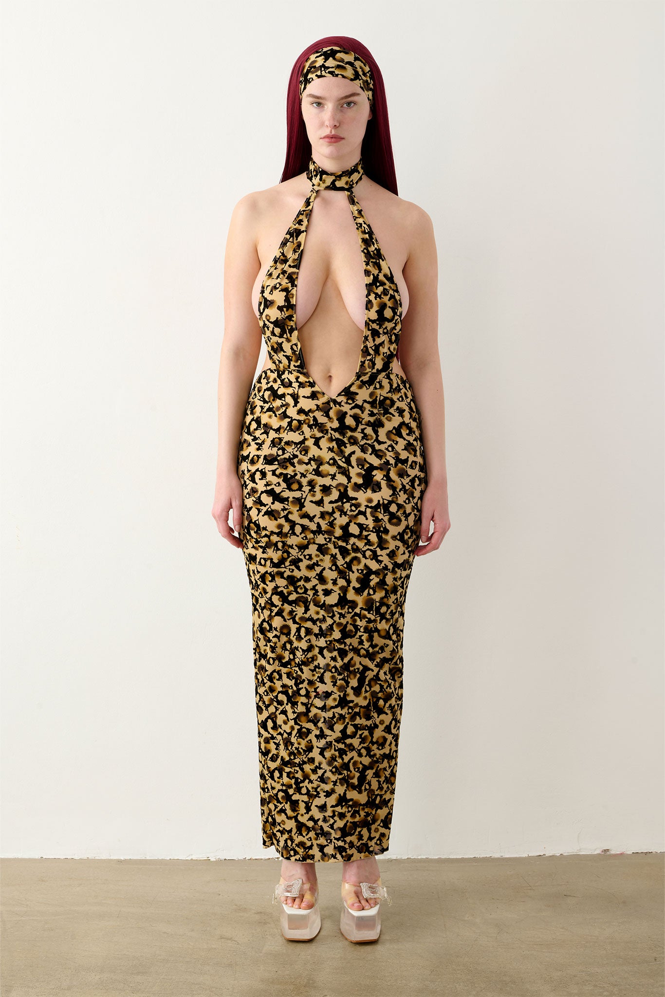 Bare Dress Beige Leopard Print