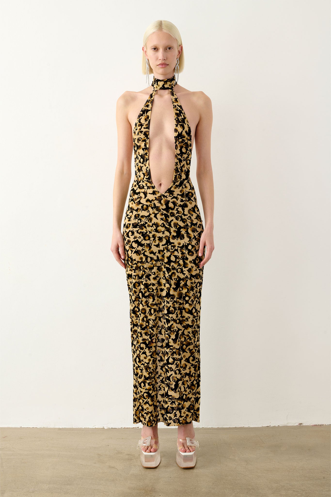 Bare Dress Beige Leopard Print
